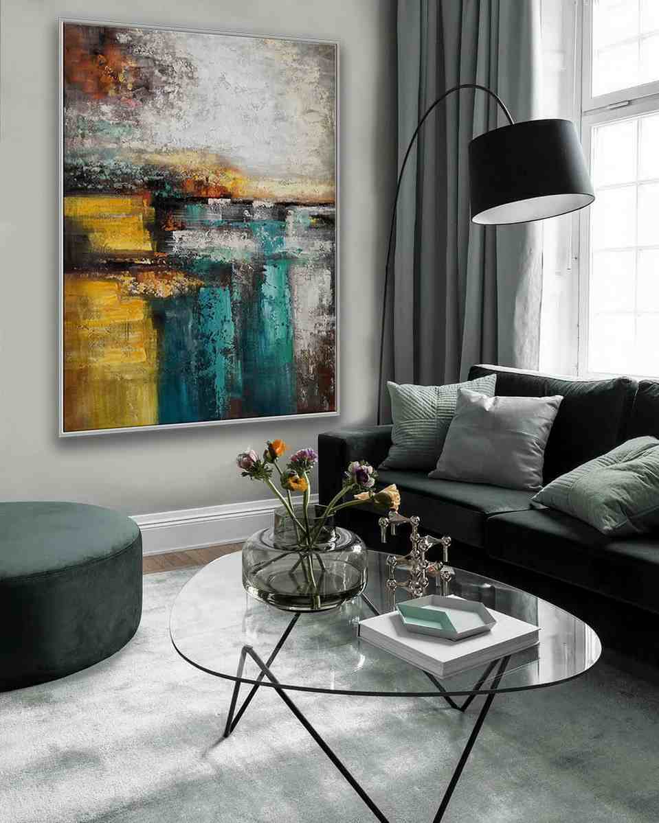 Neutral Original Painting Grey Rich Abstract Canvas Wall Art LI06Q